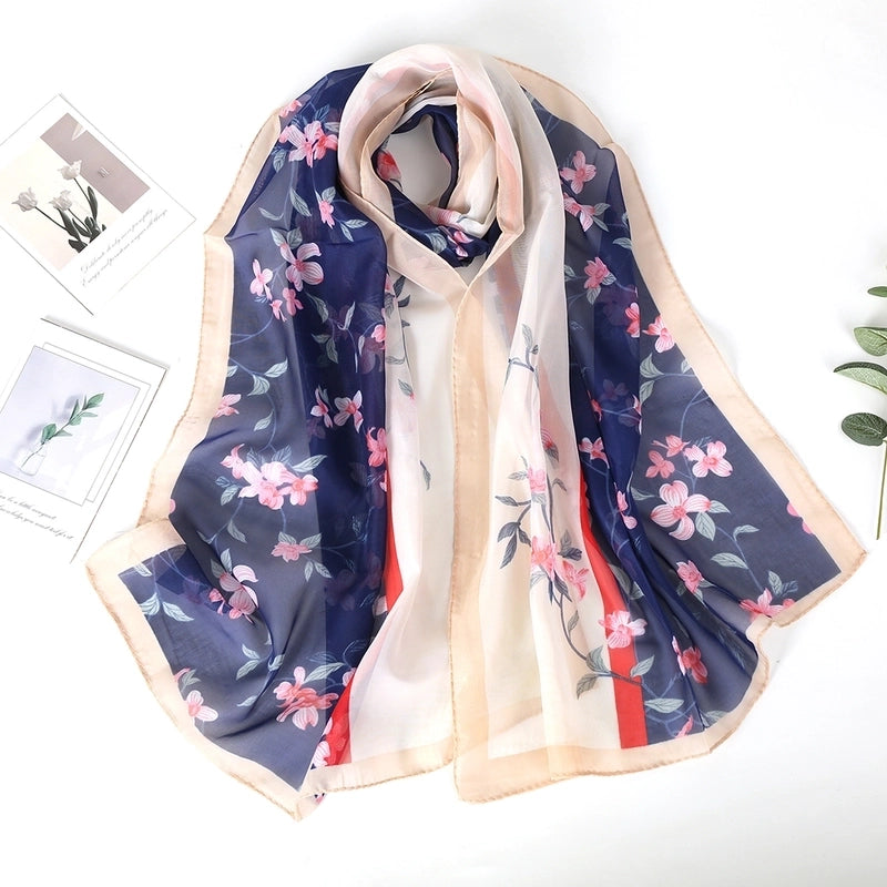 Women's Sweet Rose Chiffon Silk Scarf