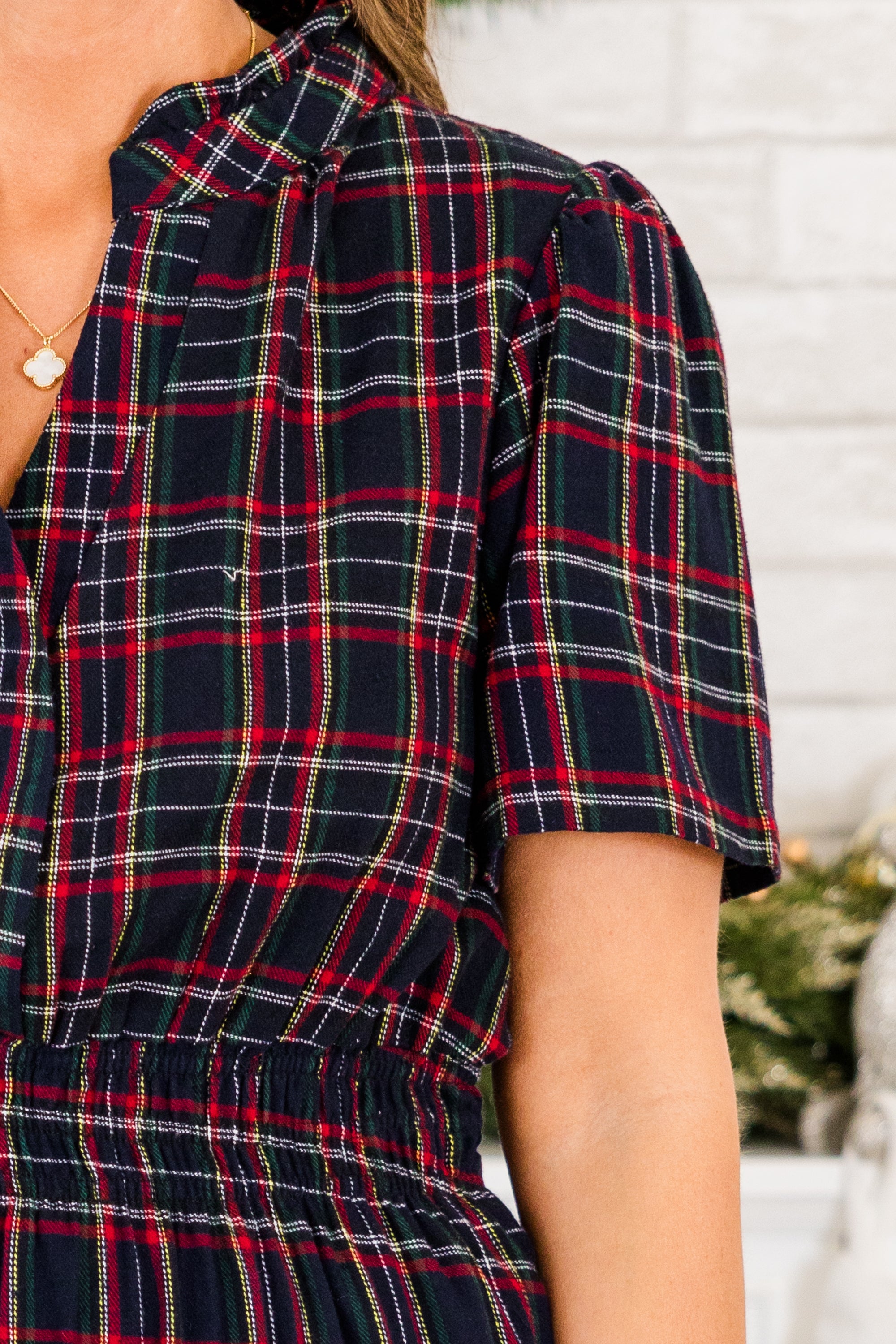 Letters From You Midi Dress. Navy Plaid