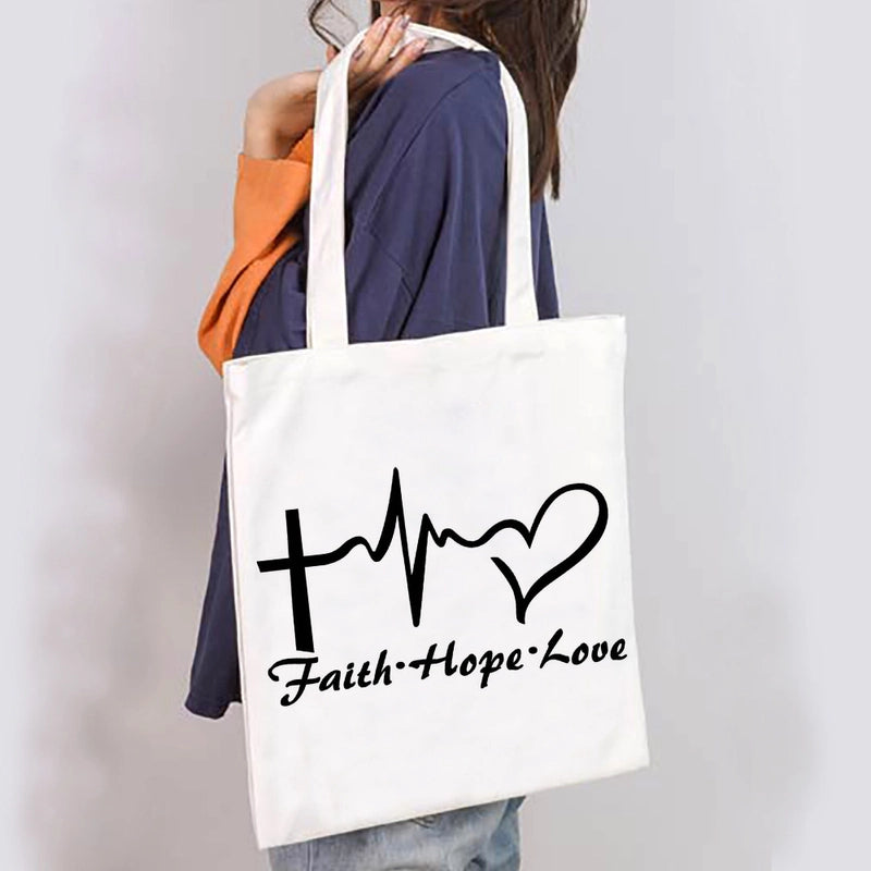 Unisex Large Canvas Letter Basic Classic Style Square Open Canvas Bag