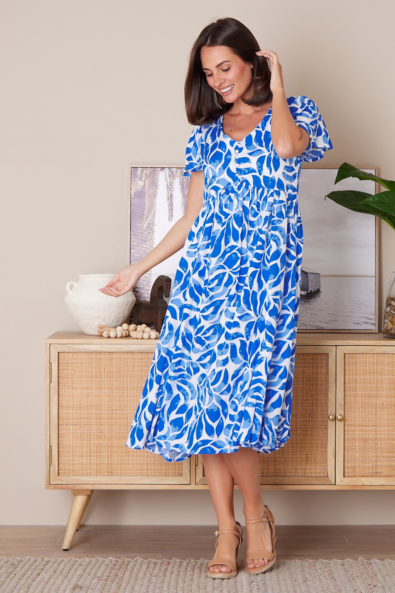 Brighton Dress - Coastal Leaves