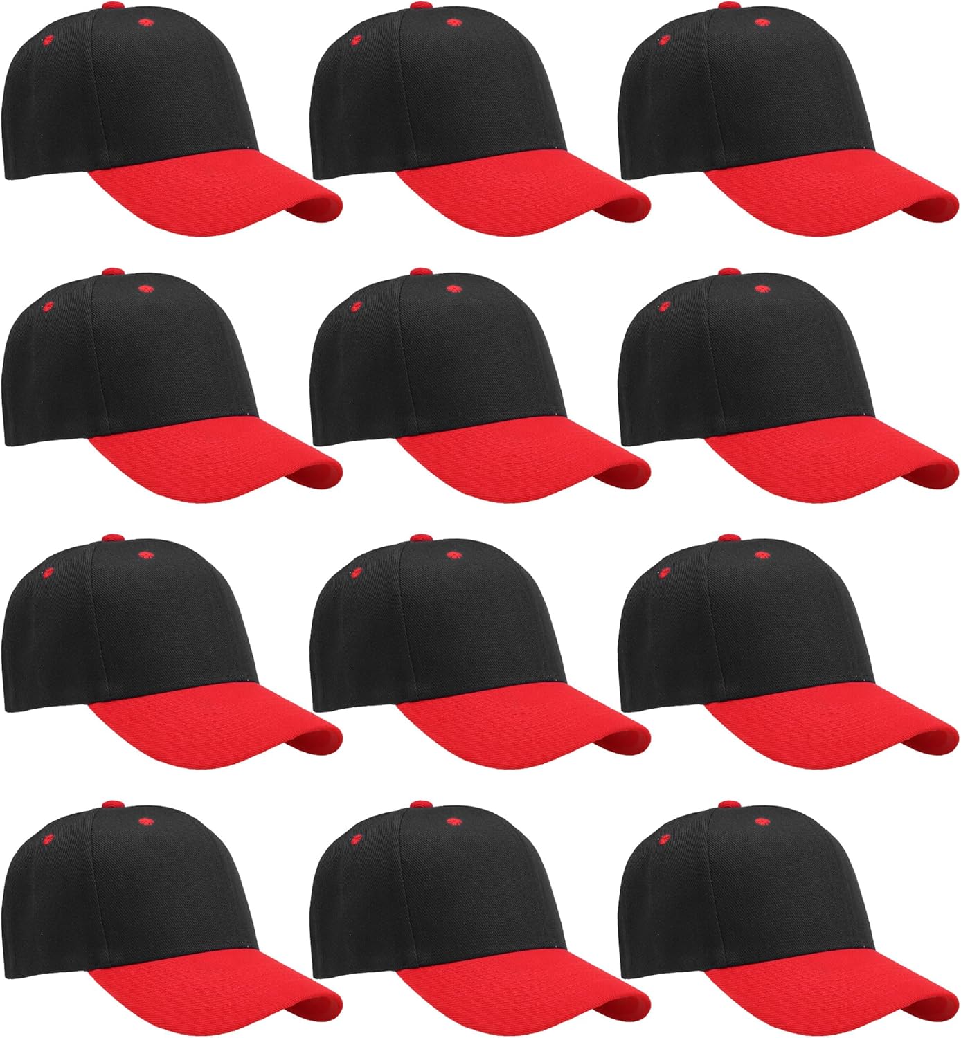 Falari Wholesale Bulk Lot 12-Pack Baseball Cap Adjustable Size Plain Blank Solid Color