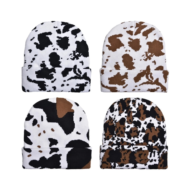 Women's Minimalist Classic Style Color Block Printing Eaveless Wool Cap