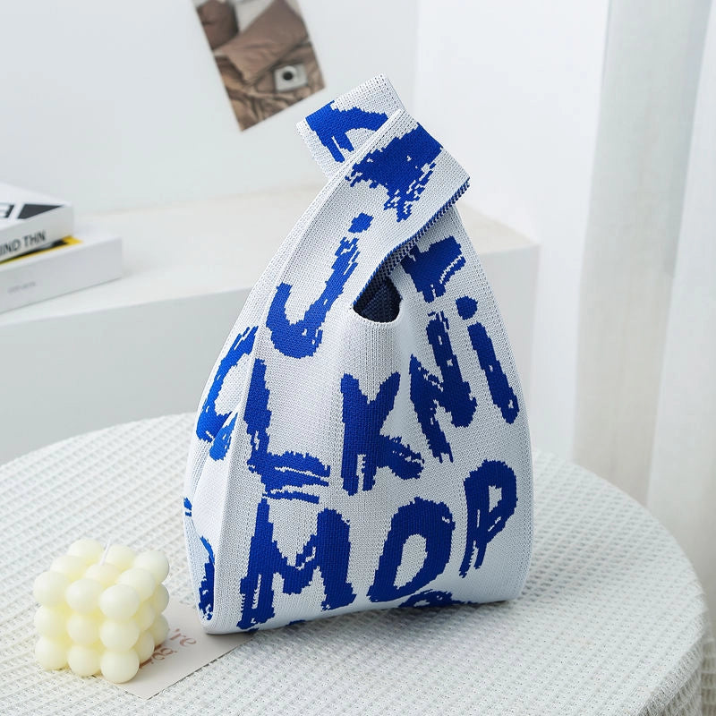 Women's Small Knit Color Block Streetwear Square Open Shoulder Bag