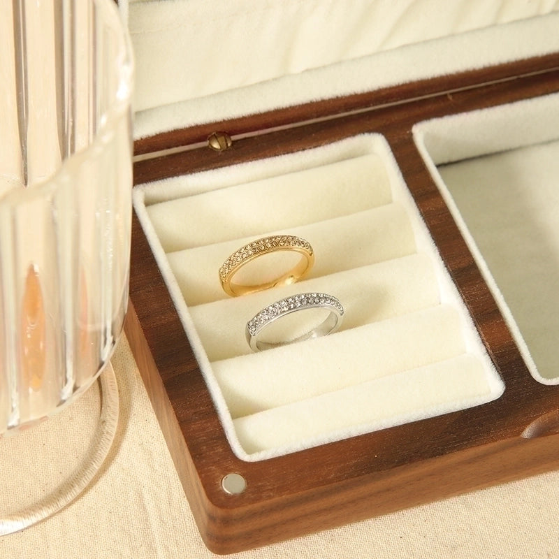 304 Stainless Steel 18K Gold Plated Minimalist Classic Style Plating Inlay Solid Color Zircon Rings
