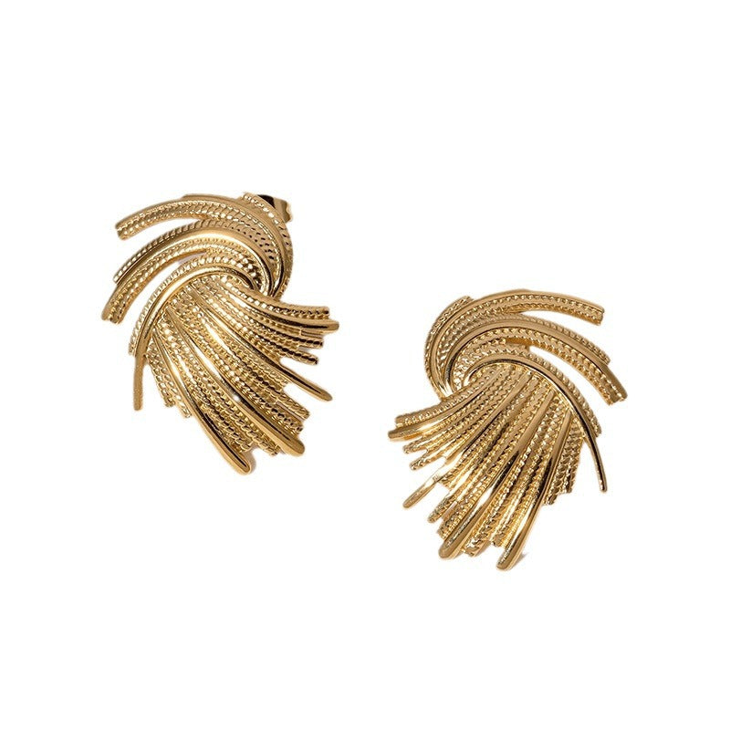 Irregular Geometric Stainless Steel Electroplating Stud Earrings