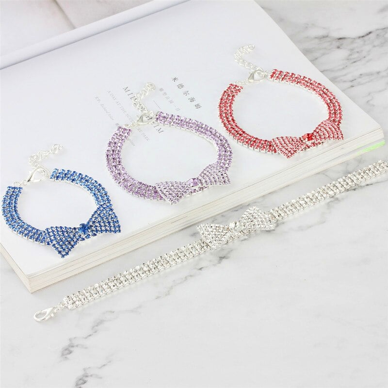 Rhinestone Bowknot Dog Cat Collar