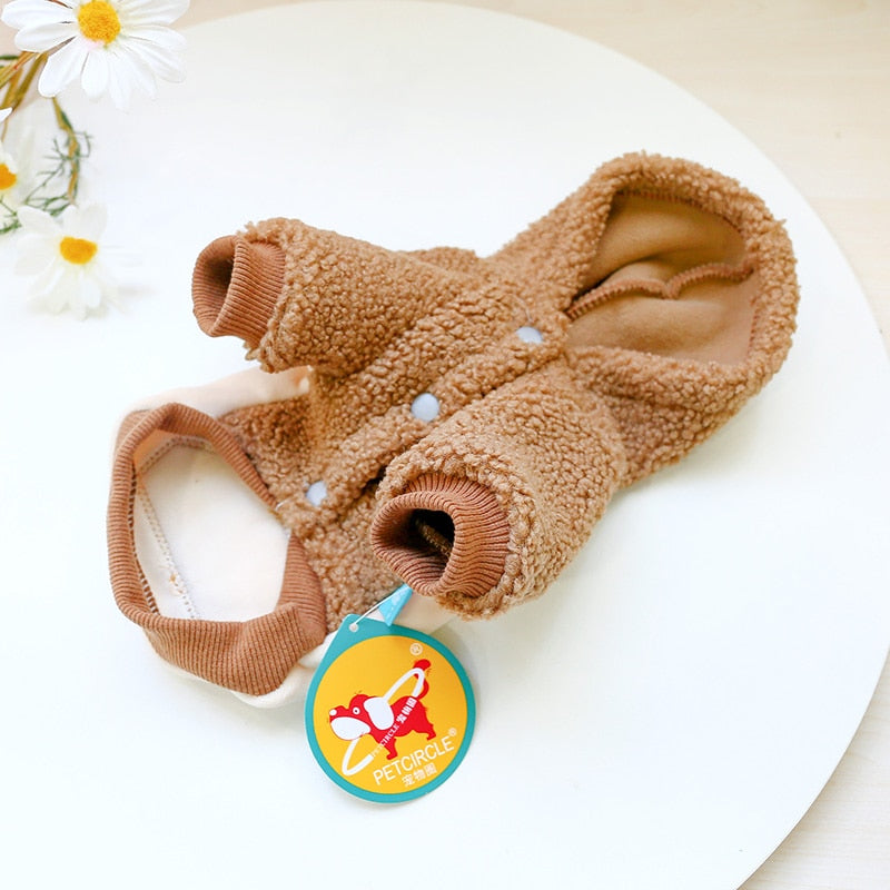 Contrast Color Fleece Dog Hooded Coat