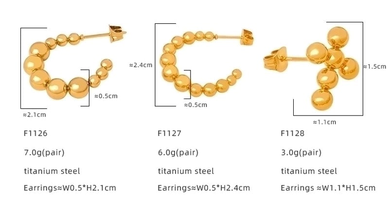 1 Pair Retro Streetwear Solid Color Plating Titanium Steel 18K Gold Plated Earrings