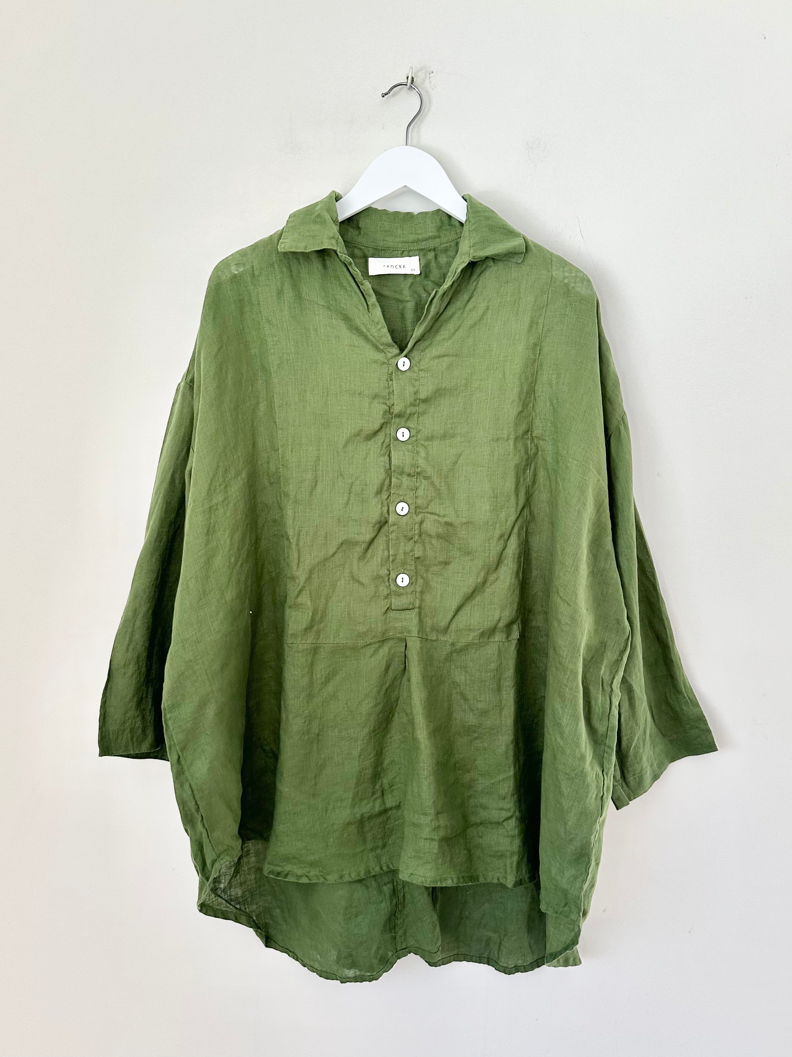 megan shirt - moss linen