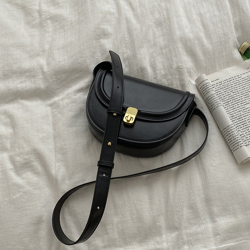 Retro Textured  Saddle Crossbody Bag