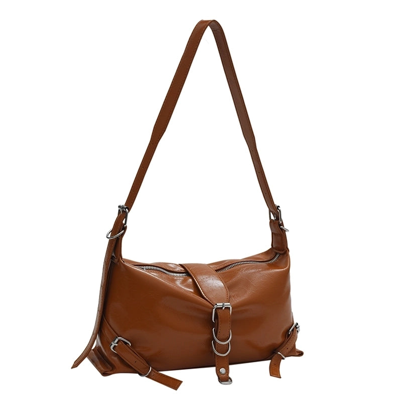 Women's Pu Leather Solid Color Classic Style Zipper Underarm Bag