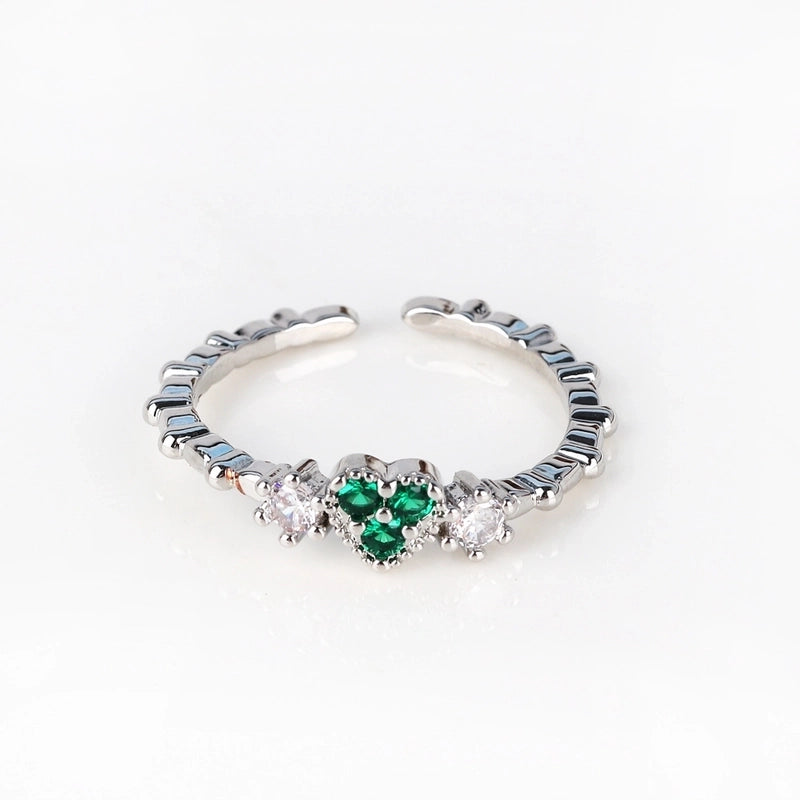 Copper 18K Gold Plated Inlay Geometric Zircon Open Rings
