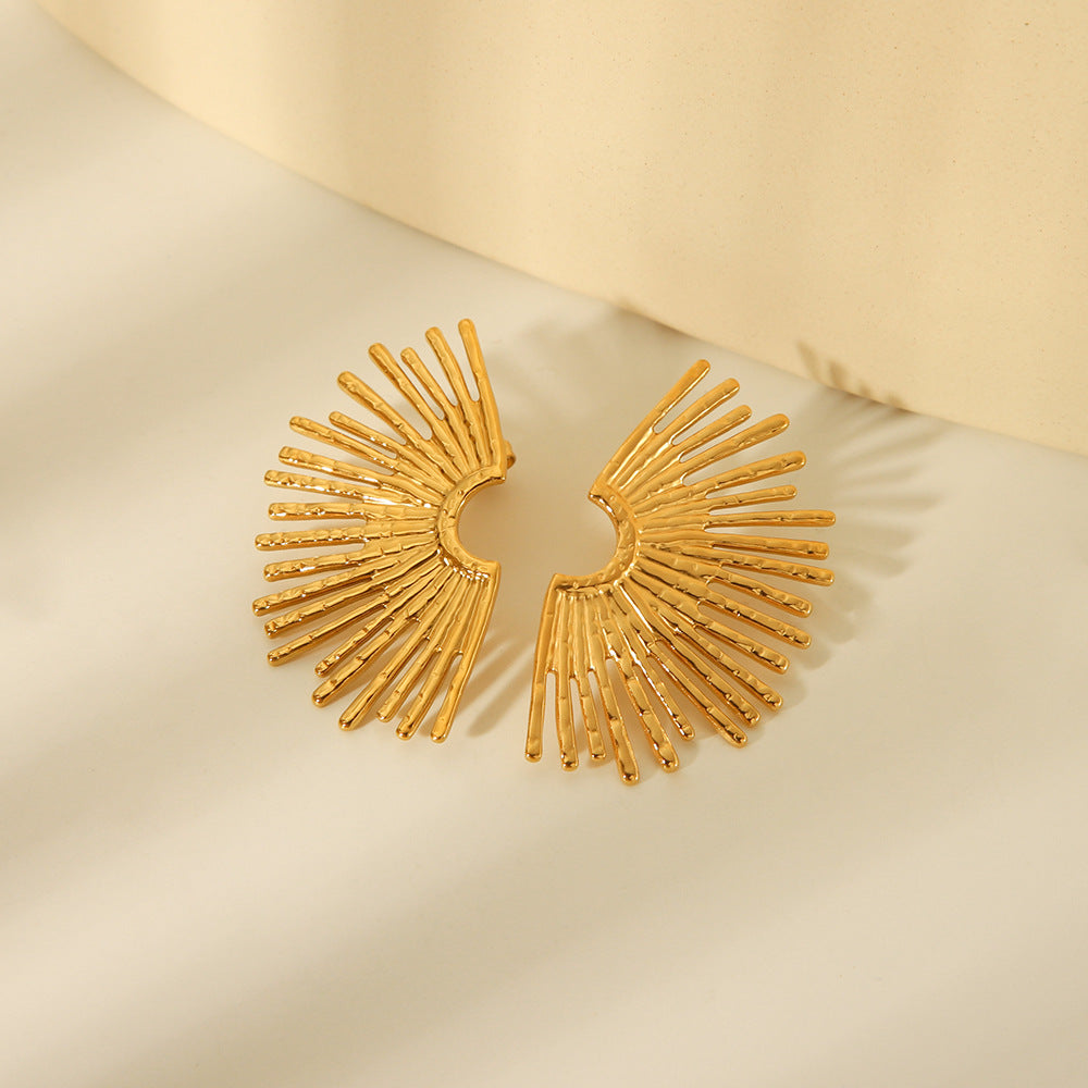 IG Style Fan-Shape Geometric Stainless Steel Electroplating Earrings