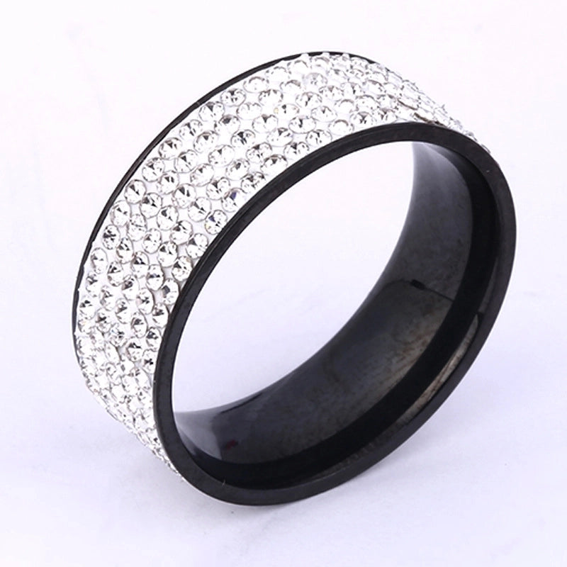 Stainless Steel Minimalist Geometric Inlay Zircon Rings