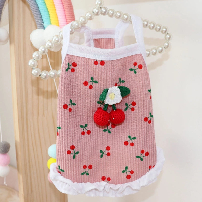 Casual Cute Polyester Cherry Pet Clothing
