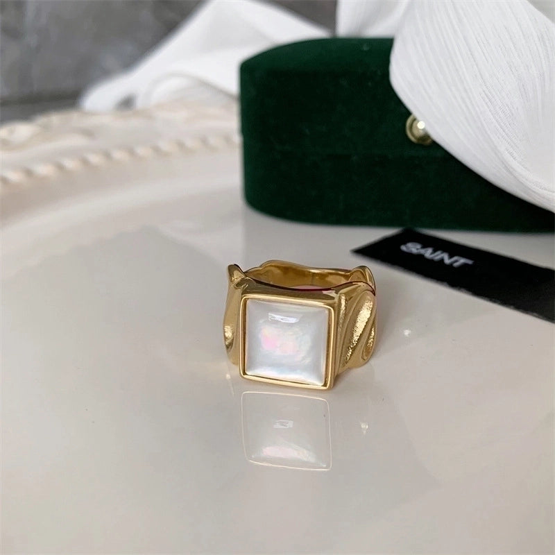 Minimalist Square Stainless Steel Plating 18k Gold Plated Rings