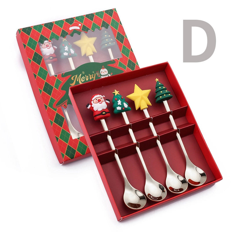 Christmas Cute Christmas Tree Santa Claus Star 304 Stainless Steel PVC Tableware 1 Piece