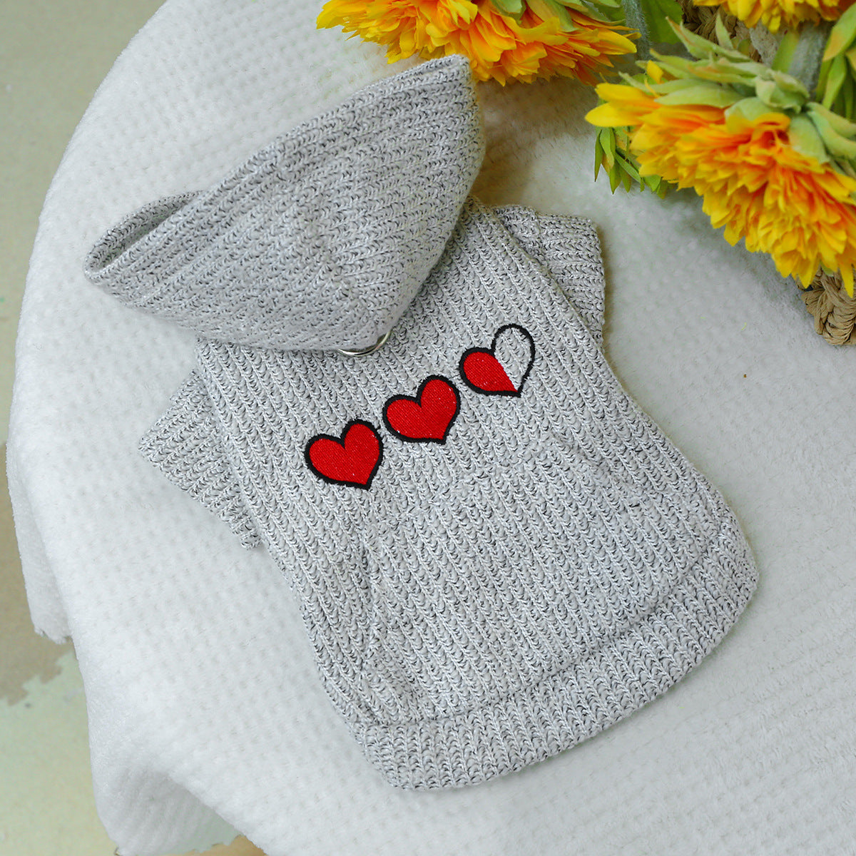 Little Heart Printed Dog Hoodie