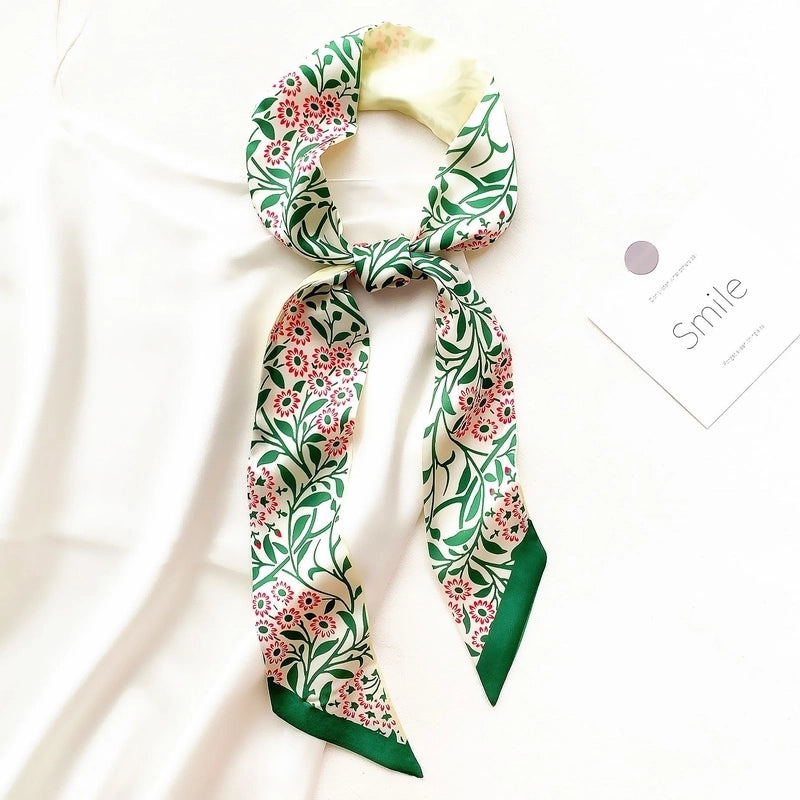 Summer Flower And Bird Printed Ladies Decoration Ribbon Hair Band Scarf