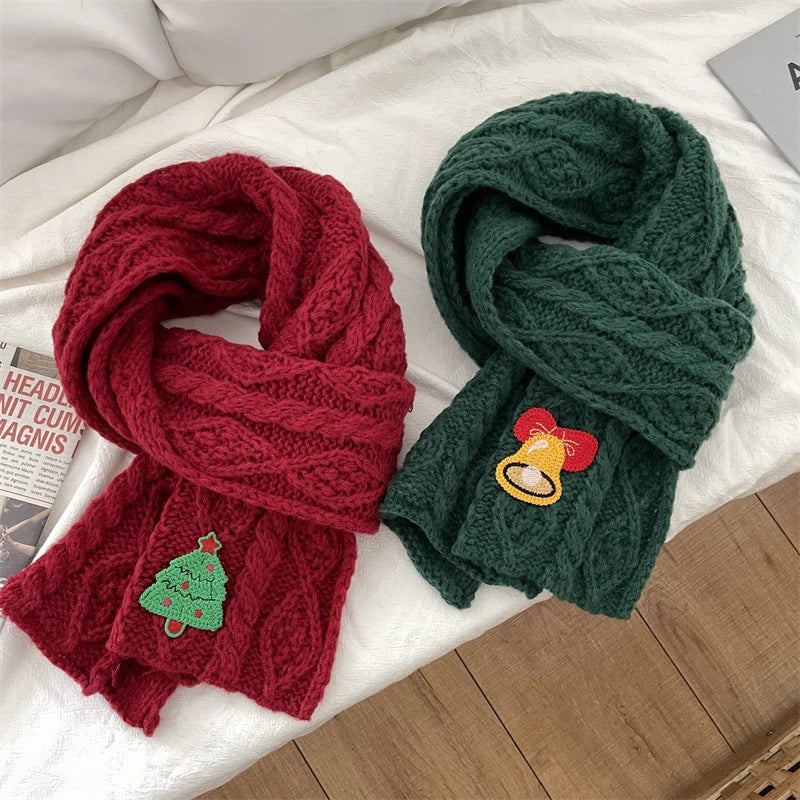 Women's Cute Sweet Christmas Tree Yarn Scarf