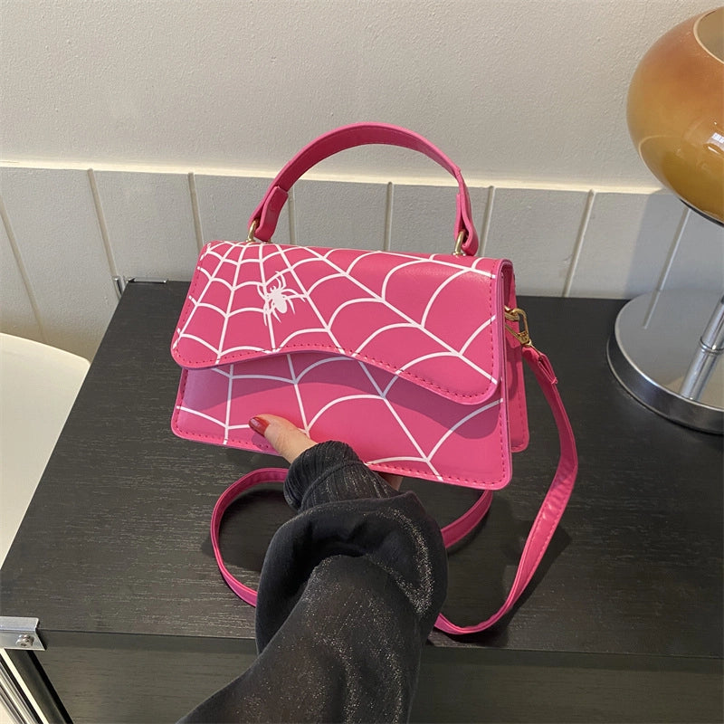 Halloween Women's Medium Pu Leather Spider Streetwear Magnetic Buckle Crossbody Bag