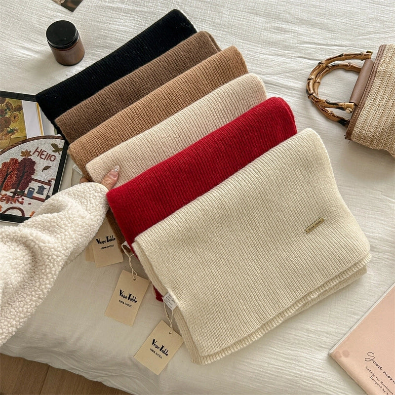Women's Basic Solid Color Wol Knitted Scarf