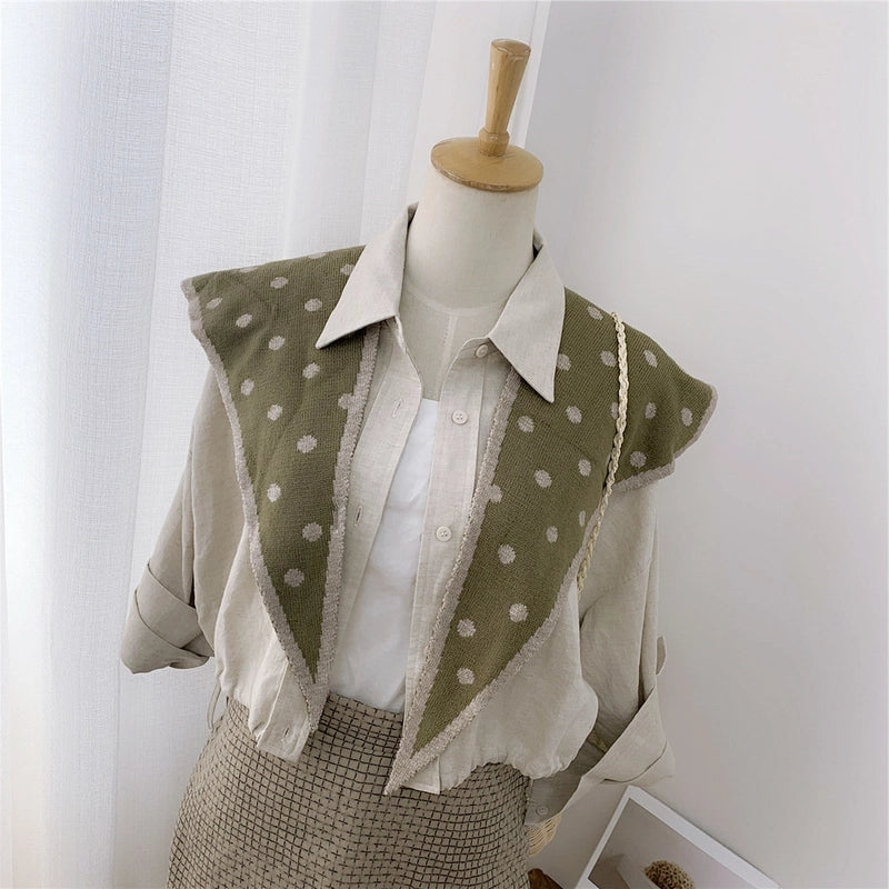 Women's Sweet Minimalist Polka Dots Heart Shape Flower Yarn Polyester Scarf Shawl