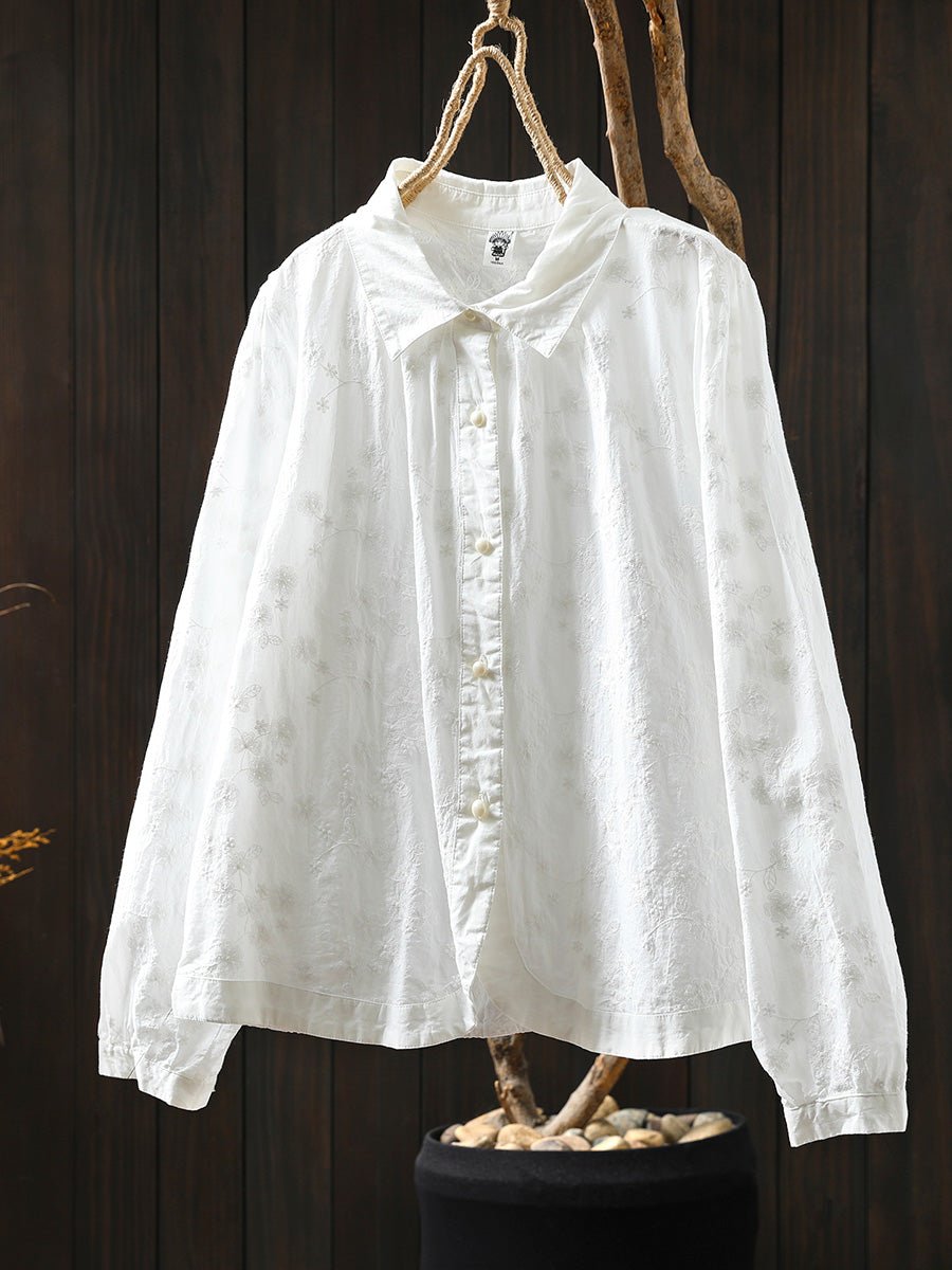 Women Summer Artsy Embroidery 100%Cotton Shirt