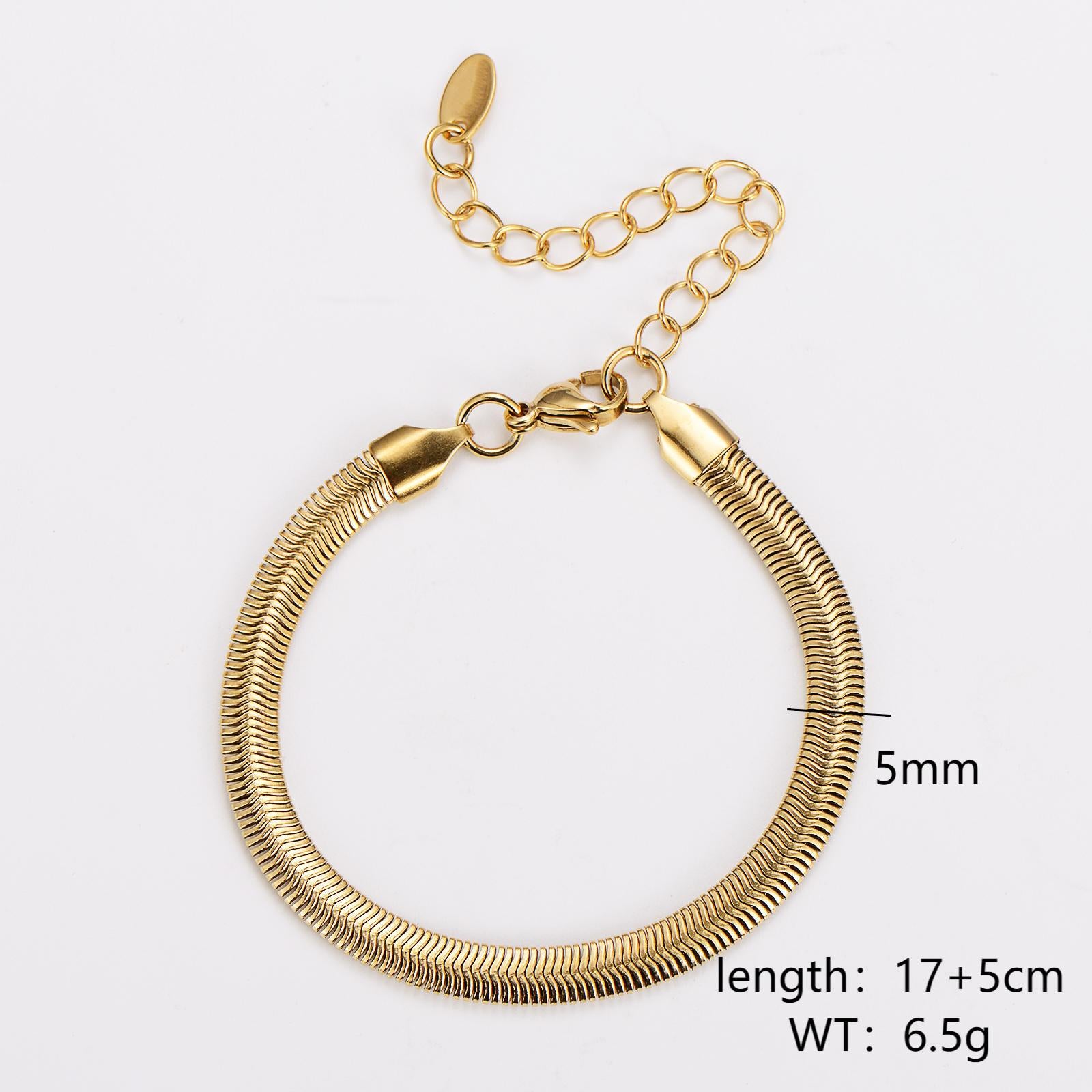Aml Stainless Steel Snake Bone Chain Bracelet Sweater Trend Niche Simple Cold Flat Snake Chain Hip Hop
