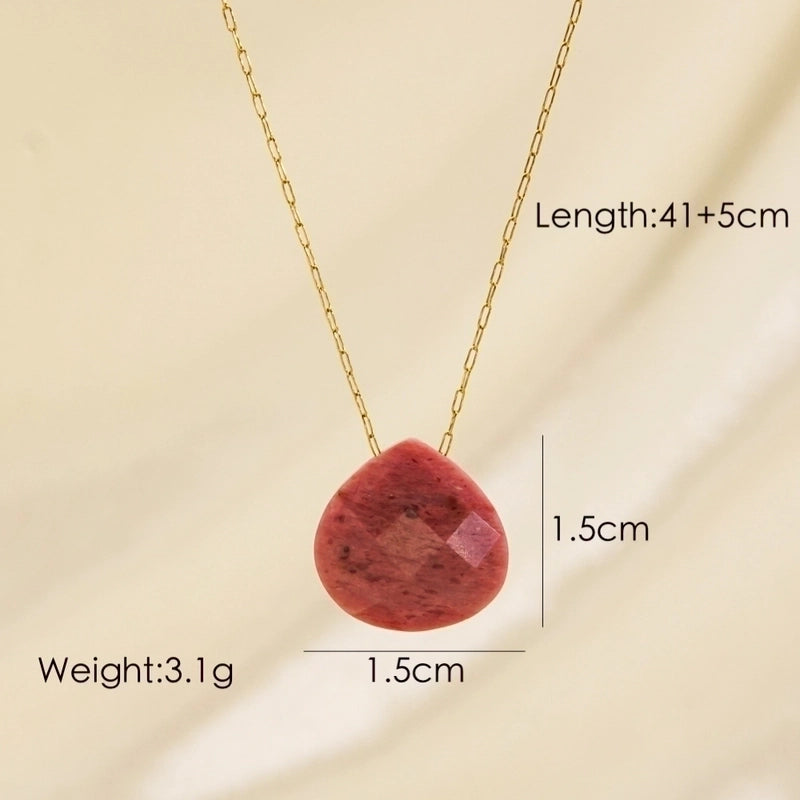 3 Pieces 304 Stainless Steel Natural Stone 14K Gold Plated Classic Style Plating Water Droplets Pendant Necklace