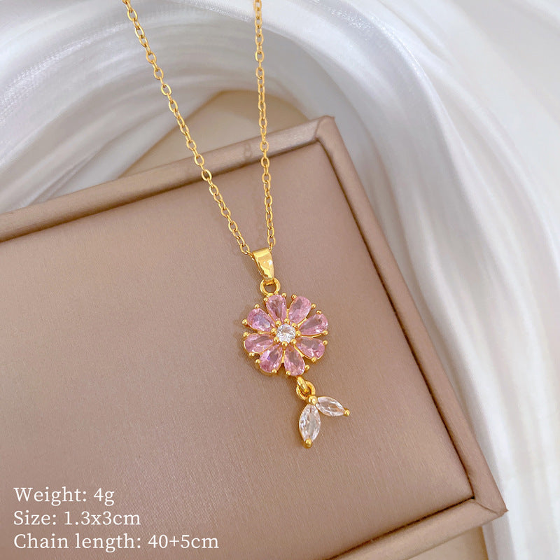Cartoon East Asia Symbol Lucky Cat Geometric Titanium Steel Diamond Inlay Necklaces