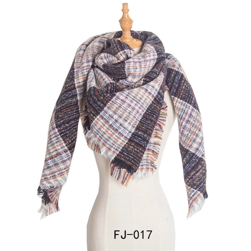 Autumn And Winter New Ring Yarn Thickened Double-sided Lattice Prick Scarf Scarf Women's Scarf Shawl Manufacturers