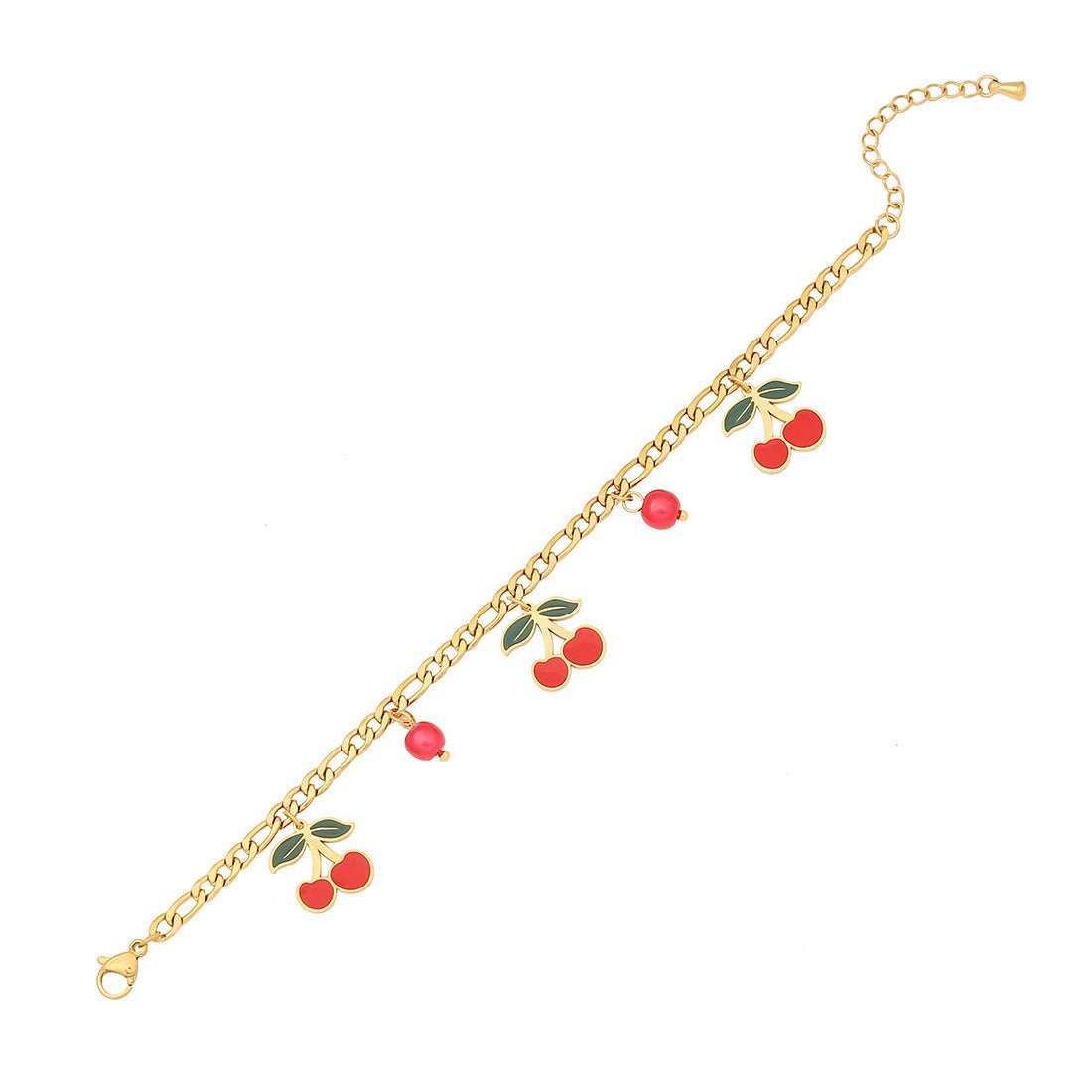 Cute Cherry Pendant Necklace Fashion Stainless Steel Double Chain