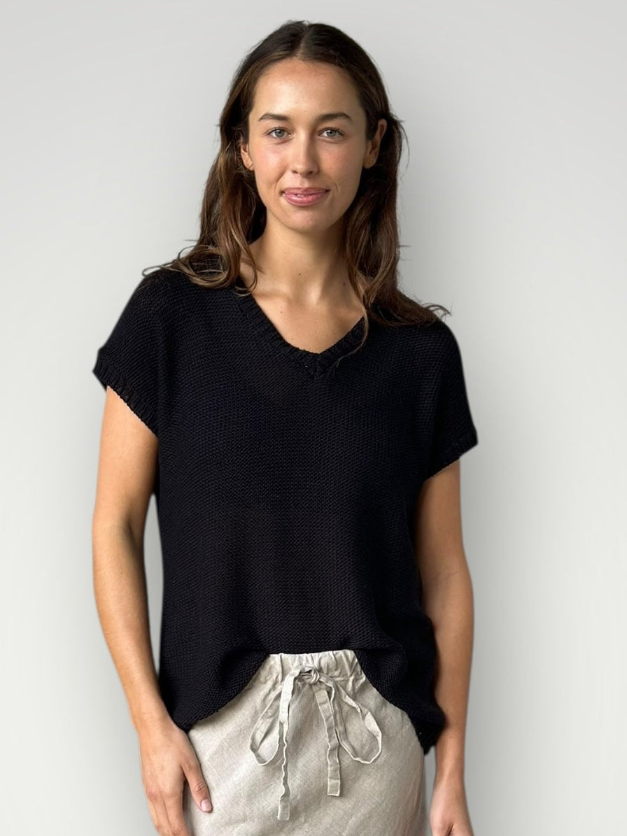 lara knit top - black cotton