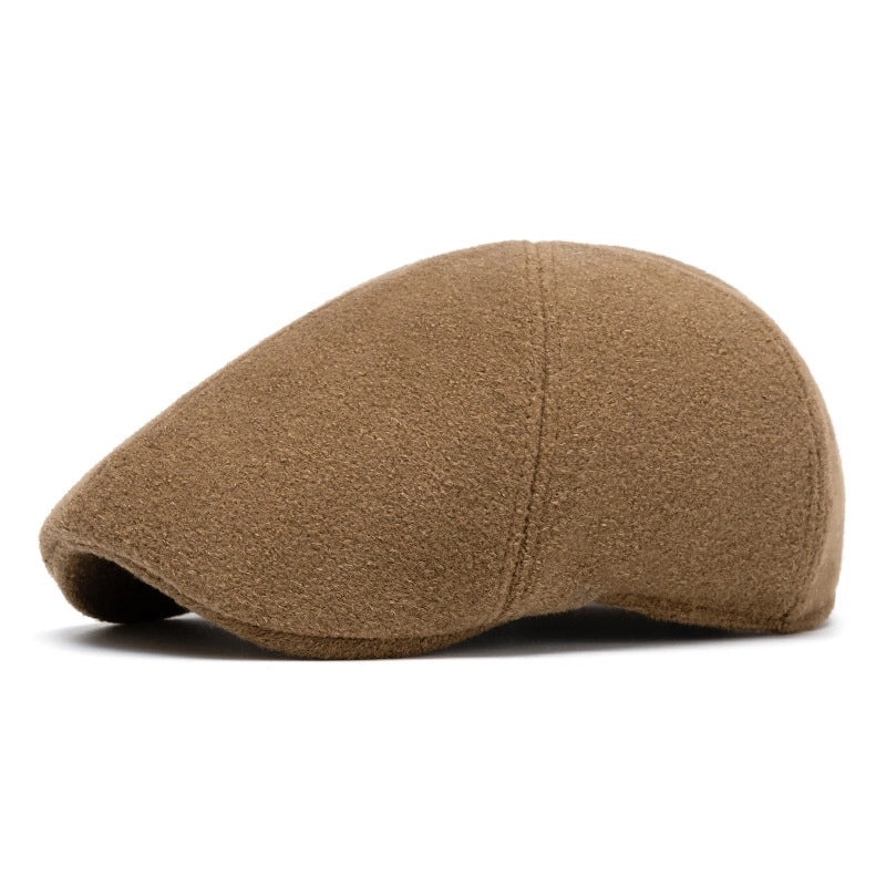 Unisex Retro British Style Solid Color Curved Eaves Beret Hat