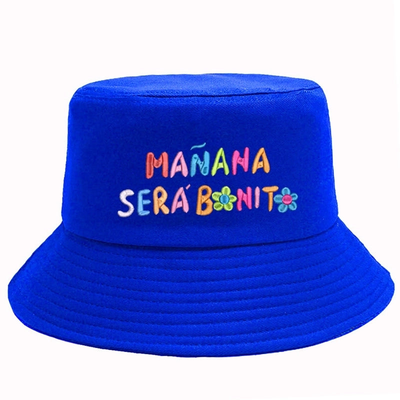Unisex Casual Letter Embroidery Wide Eaves Bucket Hat