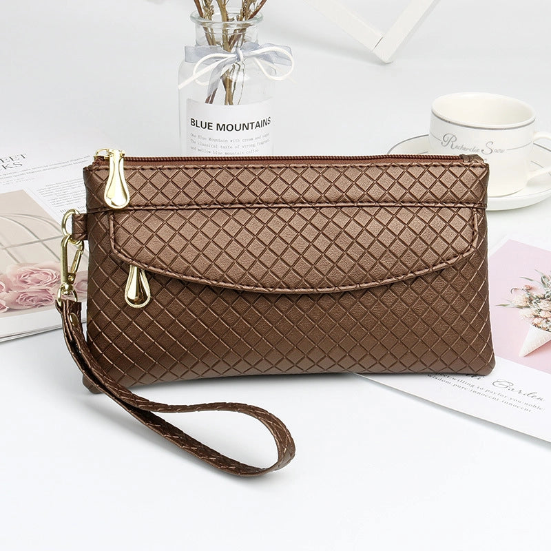 Women's Pu Leather Solid Color Elegant Square Zipper Long Wallets