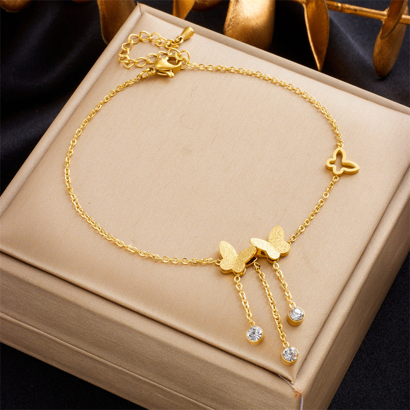 Fashion Women Heart Titanium Steel Anklets