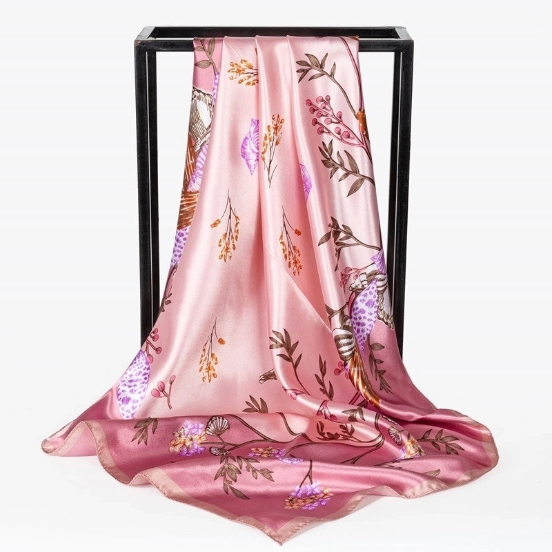 Spring Artificial Silk Women's Satin Scarf Printed All-matching Scarf 90 Large Kerchief Mother's Day Gift
