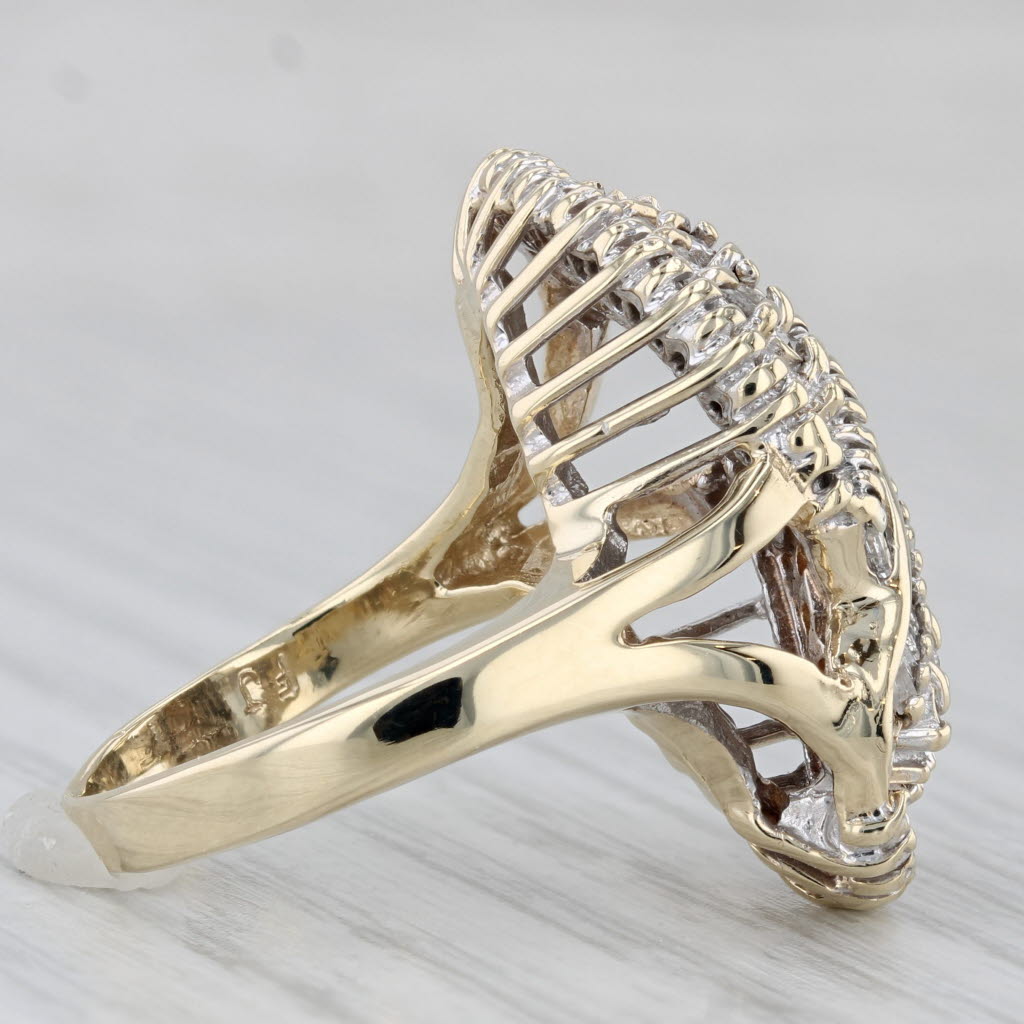 0.94ctw Diamond Bypass Ring 10k Yellow Gold Size 7 Cluster Cocktail
