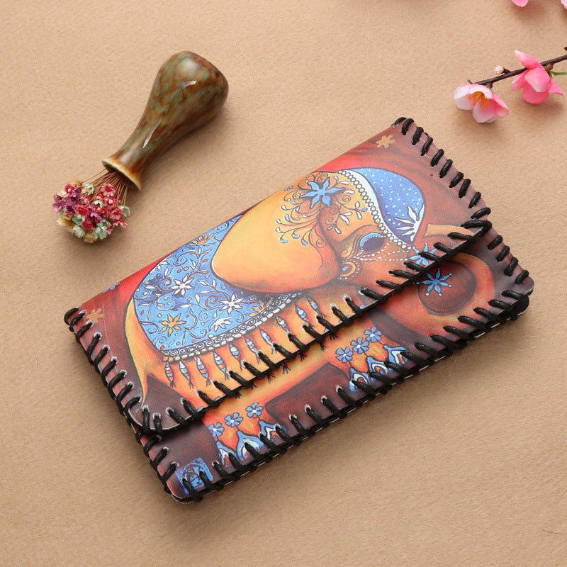 Women's Pu Leather Printing Animal Vintage Style Square Magnetic Buckle Phone Wallets