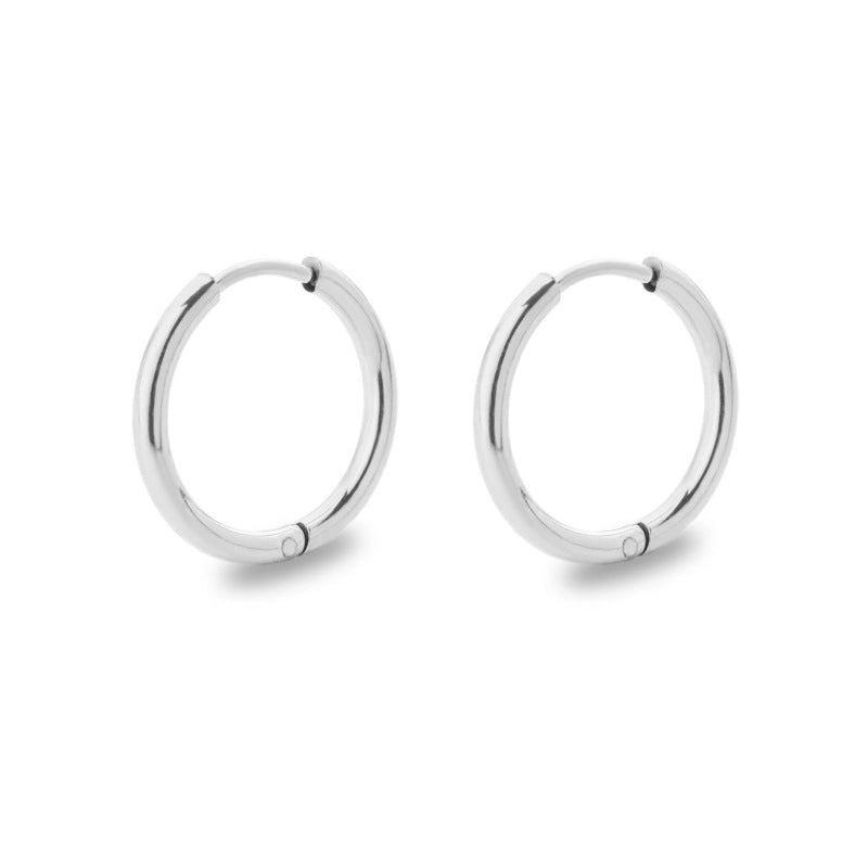Minimalist Solid Color Stainless Steel Hoop Earrings 1 Pair