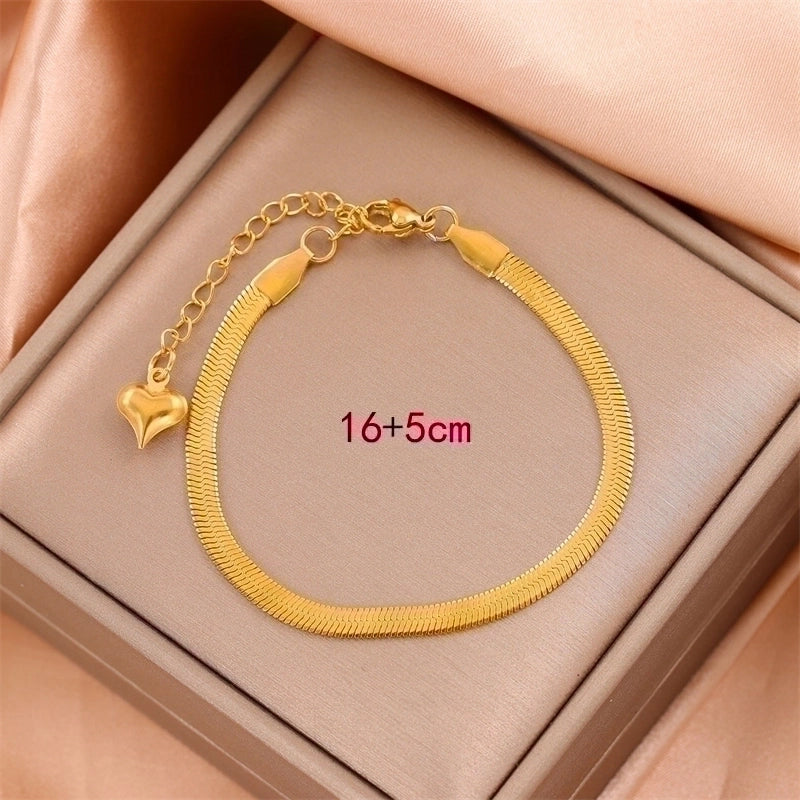 Minimalist Solid Color 201 Stainless Steel 18K Gold Plated Bracelets In Bulk