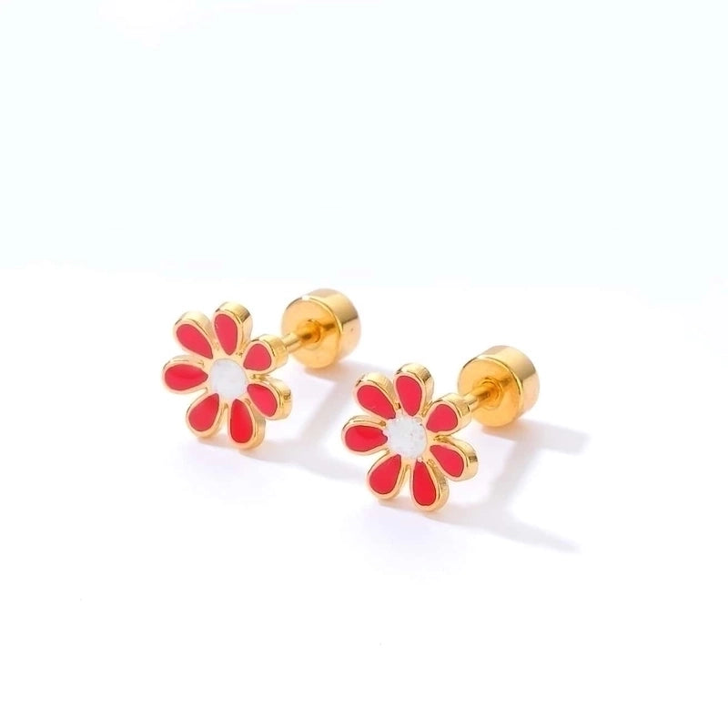 Minimalist Flower Plating 201 Stainless Steel 18K Gold Plated Ear Studs