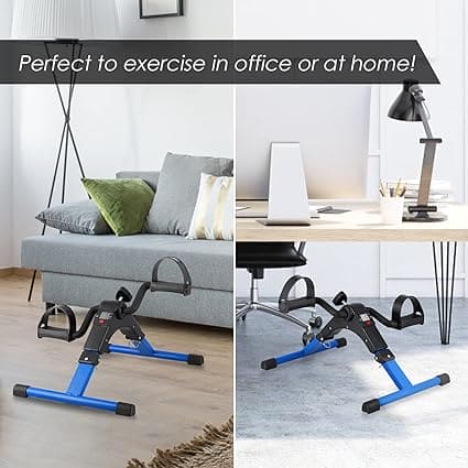 FOLDING PEDAL EXERCISER, MINI ARM LEG UNDER DESK EXERCISE BIKE FOOT HAND PEDDLER MACHINE