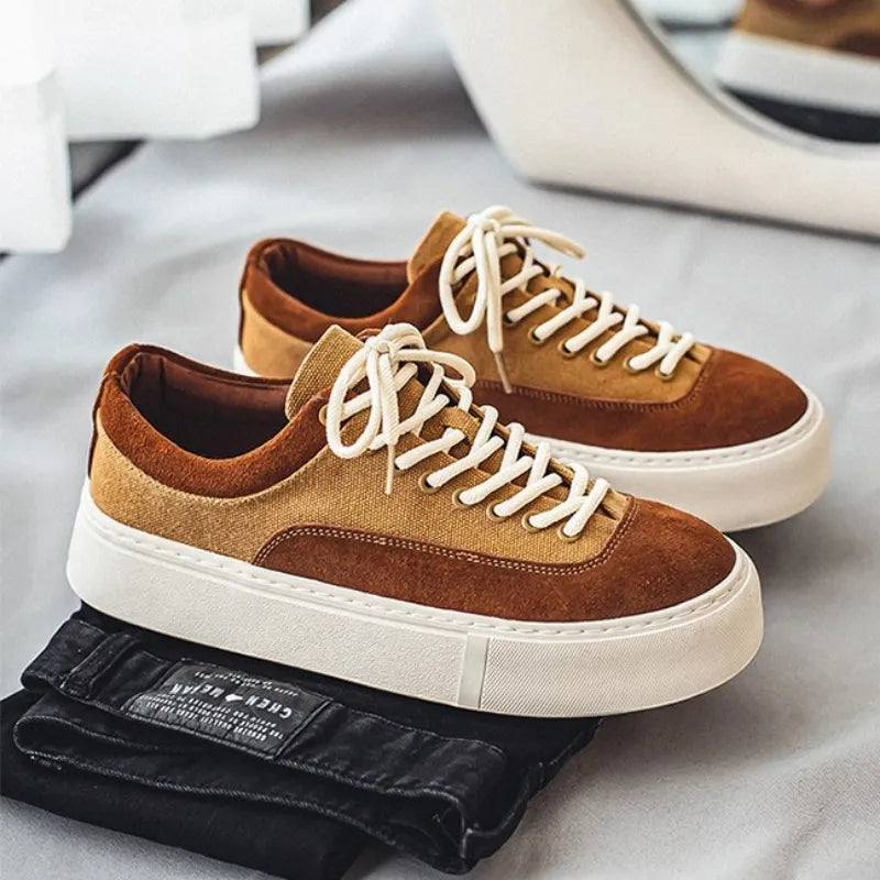 Advbridge Japanese Style Men Canvas Sneakers Harajuku Low-top Platform Vintage Fashion Casual Shoes Mixed Color Student New Male Footwear