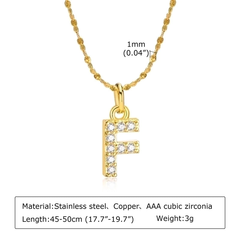 Minimalist Letter 201 Stainless Steel Copper Inlay Artificial Diamond Pendant Necklace