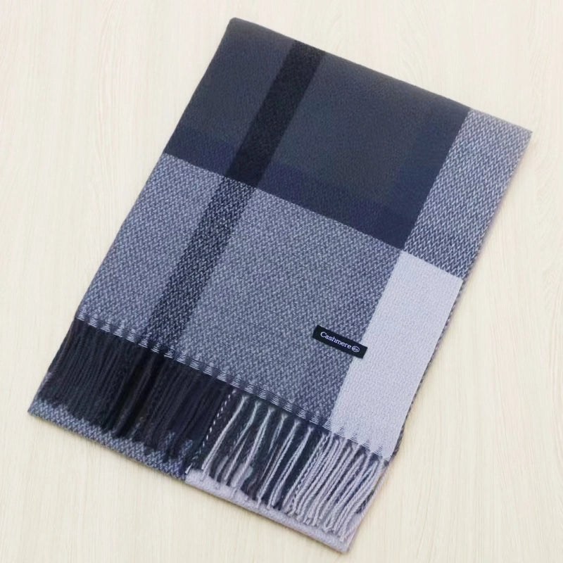 Autumn And Winter Warm Tassel Plaid Scarf Academic Style Color Imitation Cashmere Shawl Mid-length Scarf Tide
