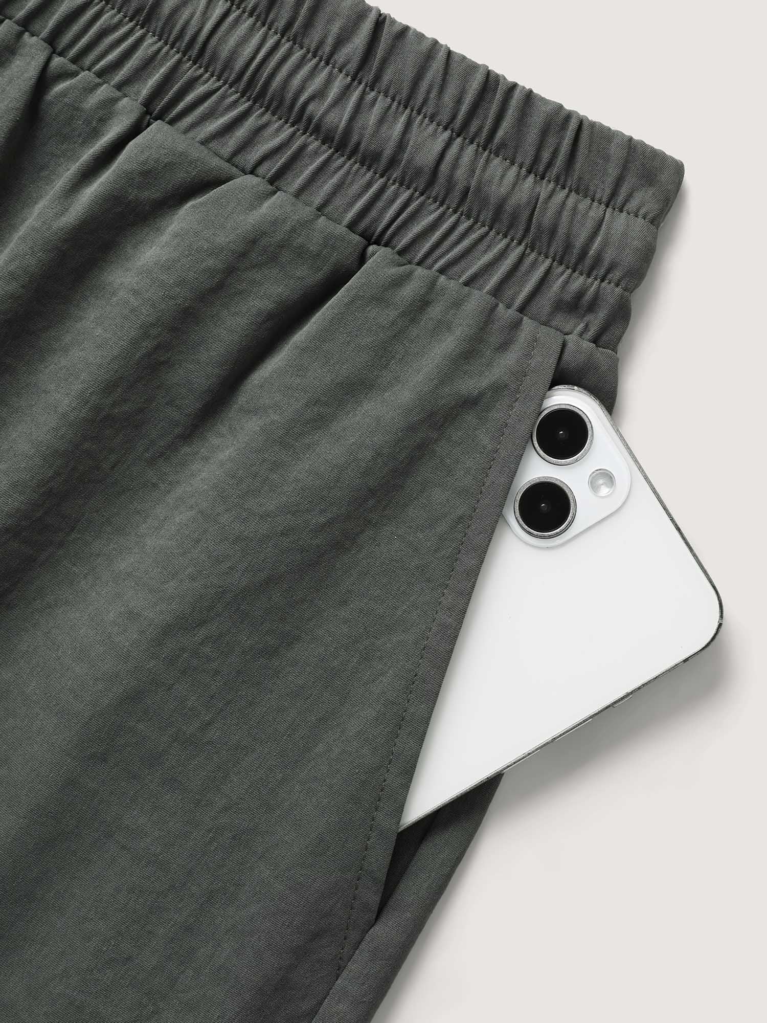 Waist-Tie Solid Wide-Leg Shorts