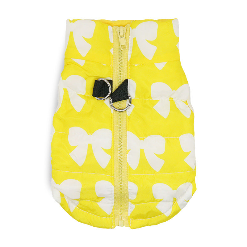 Bowknot Printed Warm Pet Jacket Vest